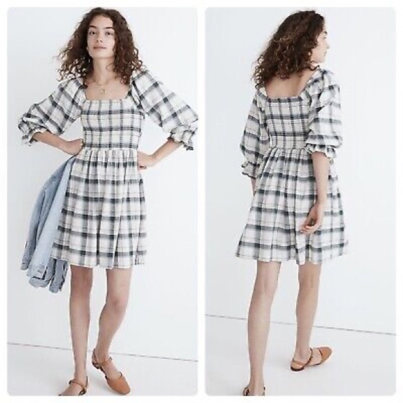 Madewell Dresses & Skirts - Madewell Black and White Smocked Sundress with Bishop Sleeves